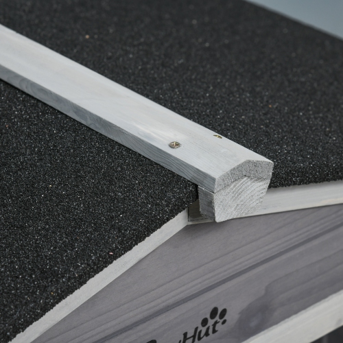 PawHut 62" Wooden Rabbit Hutch, Bunny Cage with Wheels, Run Box, Tray, Ramp for Small Animals, Guinea Pig, Indoor Outdoor Use, Light Grey