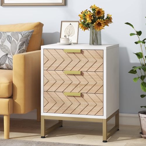 Tribesigns 3 Drawers Nightstand, Bedside Table with Unique Zig Zag Design, Modern Side End Table for Bedroom Living Room