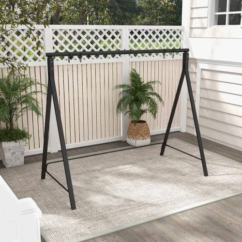 Gymax Metal Porch Swing Stand Heavy Duty Hanging Swing Frame w/ 4 Hanging Rings