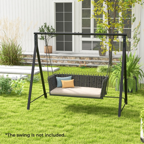 Gymax Metal Porch Swing Stand Heavy Duty Hanging Swing Frame w/ 4 Hanging Rings