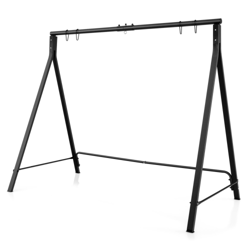 Gymax Metal Porch Swing Stand Heavy Duty Hanging Swing Frame w/ 4 Hanging Rings