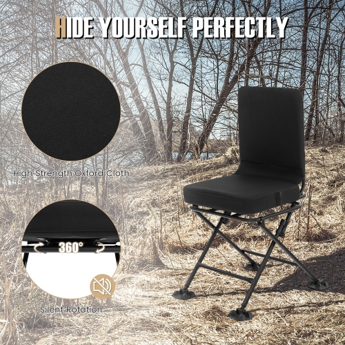 Gymax 360 Degree Swivel Hunting Chair Folding Hunter Blind Chair w/ All-terrain Feet