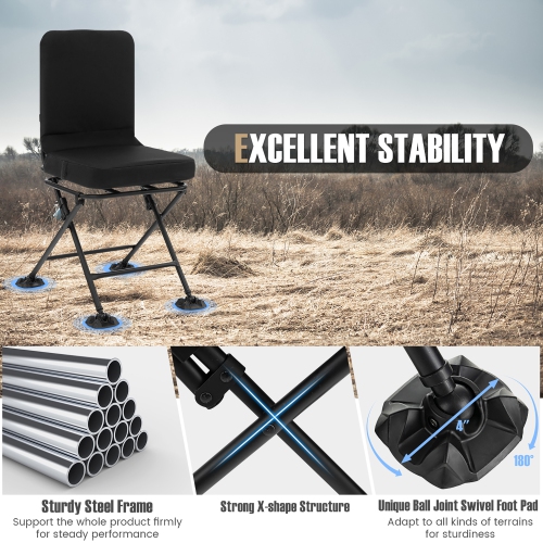 Gymax 360 Degree Swivel Hunting Chair Folding Hunter Blind Chair w/ All-terrain Feet