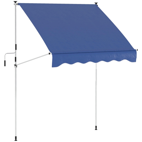 OUTSUNNY  6.6'x5' Manual Retractable Patio Awning Window Door Sun Shade Deck Canopy Shelter Water Resistant Uv Protector Dark In Blue