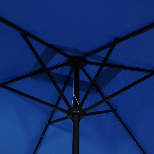 Outsunny 6' x 10' Patio Umbrella with 22 LED Solar Lights and Tilt, Rectangular Outdoor Table Umbrella with Crank, Dark Blue