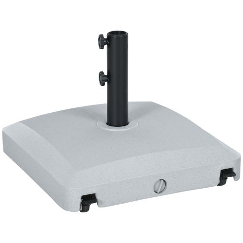 Outsunny Square Plastic Patio Umbrella Base with Wheels, 66 lb Heavy Duty Filled Umbrella Stand, Market Umbrella Base Holder for Outdoor, Garden,