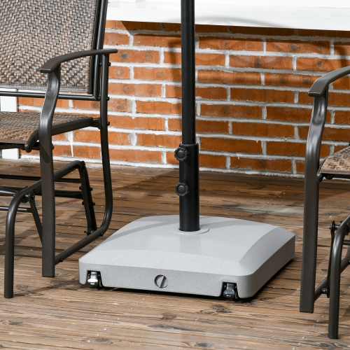 Outsunny Square Plastic Patio Umbrella Base with Wheels, 66 lb Heavy Duty Filled Umbrella Stand, Market Umbrella Base Holder for Outdoor, Garden,