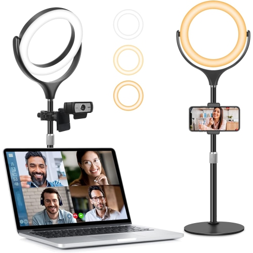NONE  Desk Ring Light With Stand And Phone Holder-Laptop Ring Light for Zoom Meeting-Computer/ Video Conferencing/youtube/tiktok/makeup