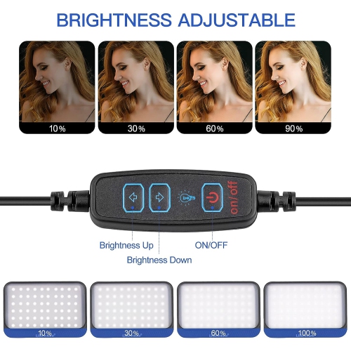 Ensemble lampe vidéo DEL, éclairage continu portatif 2pcs W, trépied réglable et filtres couleur 5 pour Zoom/diffusion jeu/YouTube