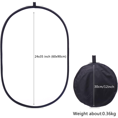 24x35inch Photography Light Reflector 5 in 1 Portable 60x90cm Oval Collapsible Multi Disc Photography Studio Photo Camera Lighting Reflector Diffuser