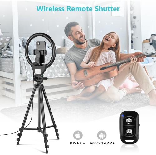 10'' Ring Light with 50'' Extendable Tripod Stand/LED Circle Lights with Phone Holder for Live Stream/Makeup/YouTube Video/TikTok with All Phones