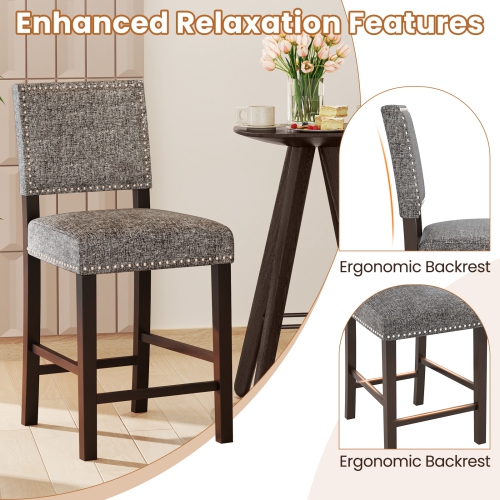 Ensemble de tabourets de bar rembourrés de Costway avec chaises de comptoir de 2 26 po, dossier et siège rembourrés