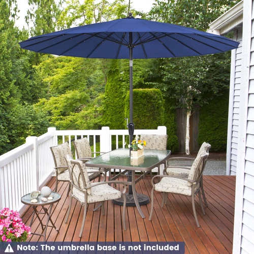 Costway 9 FT Patio Round Market Umbrella with Push Button Tilt, Crank Handle, Vented Top