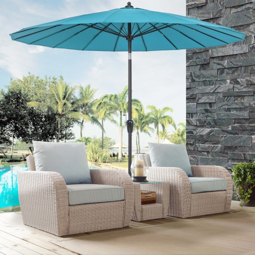 Costway 9 FT Patio Round Market Umbrella with Push Button Tilt, Crank Handle, Vented Top