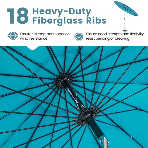 Costway 9 FT Patio Round Market Umbrella with Push Button Tilt, Crank Handle, Vented Top