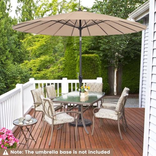 Costway 9 FT Patio Round Market Umbrella with Push Button Tilt, Crank Handle, Vented Top