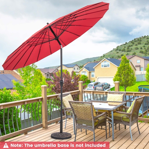 Costway 9 FT Patio Round Market Umbrella with Push Button Tilt, Crank Handle, Vented Top