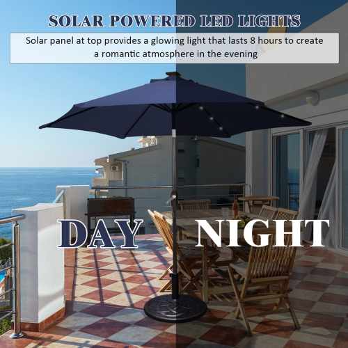 Costway 10' Solar LED Lighted Patio Market Umbrella Shade Tilt Adjustment Crank