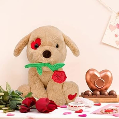 Valentine's Day Plush Toy Gift for Her - 9.25 Inches, Light Brown, Ideal for Girlfriend, Wife, Women, Kids - Perfect Christmas, Birthday, or Cadeau