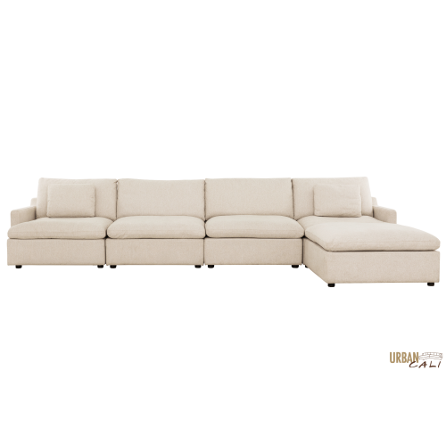 Urban Cali Long Beach Large Modular Sectional Sofa with Ottoman