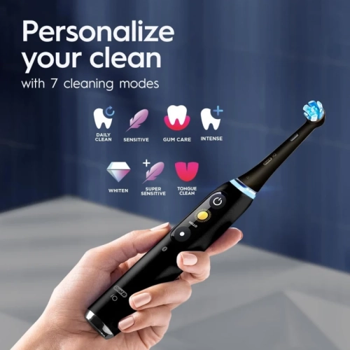 Oral-B Power iO Series 9 Electric Toothbrush - Black Onyx, Rechargeable with 4 Brush Heads and Charging Travel Case