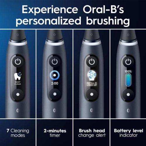 Oral-B Power iO Series 9 Electric Toothbrush - Black Onyx, Rechargeable with 4 Brush Heads and Charging Travel Case