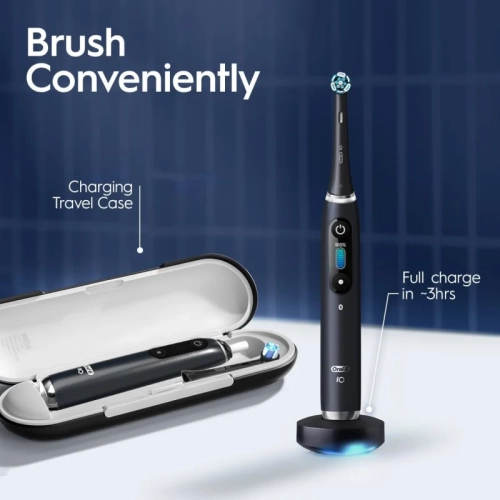 Oral-B Power iO Series 9 Electric Toothbrush - Black Onyx, Rechargeable with 4 Brush Heads and Charging Travel Case