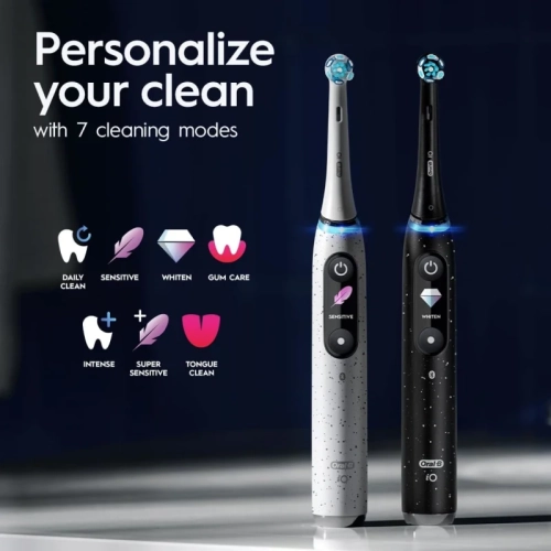 Oral-B iO Series 10 Electric Toothbrush, Cosmic Black, 4 Brush Heads, Travel Case, iO Sense Charger - Pressure Sensor, 7 Cleaning Modes, 2-Minute