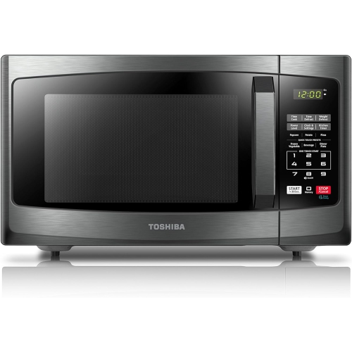 Toshiba ML-EM25P(BS)/CA Microwave Oven with Sound On/Off ECO Mode and LED Lighting, 0.9 Cu Ft/900W, Black Stainless Steel