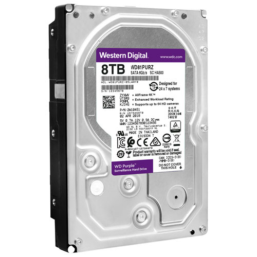 WD Purple 8TB 3.5" 5040RPM SATA Desktop Internal Hard Drive - Purple