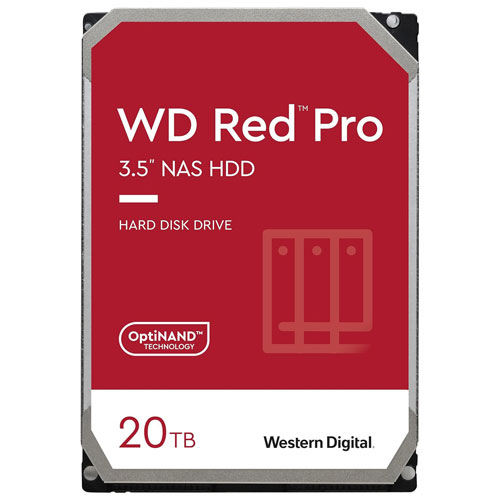 Disque dur interne de stockage en réseau SATA 5200 tr/min de 3,5 po Red Pro de 20 To de WD - Rouge