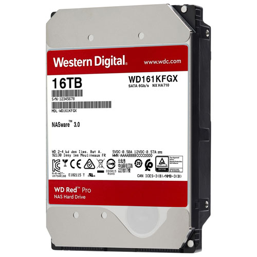 WD Red Pro 16TB 3.5" 7200RPM SATA Internal NAS Hard Drive - Red