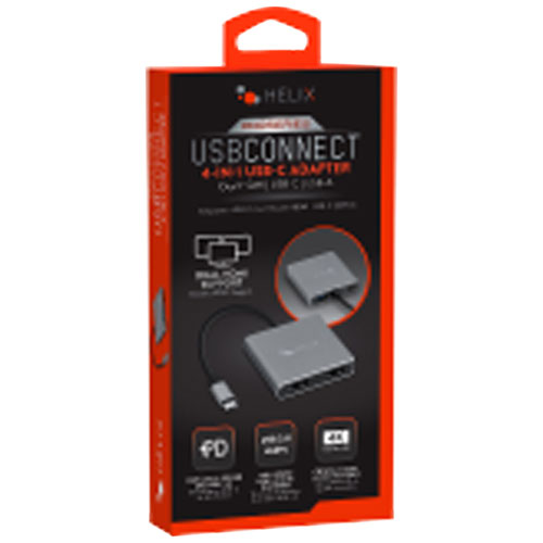 Helix 4-in-1 USB-A to Dual HDMI Adapter with USB-C Power Delivery