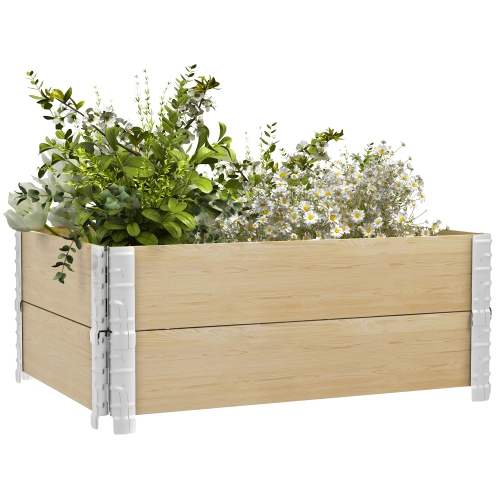 OUTSUNNY  Wooden Raised Garden Bed Kit \w Open Bottom, Two-Box Foldable Outdoor Elevated Planter Box for Backyard, Patio to Grow Vegetables, Flowers