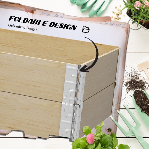 Outsunny Wooden Raised Garden Bed Kit with Open Bottom, 45.3" x 31.5" x 15" Foldable Outdoor Elevated Planter Box for Vegetables, Flowers, Fruits,