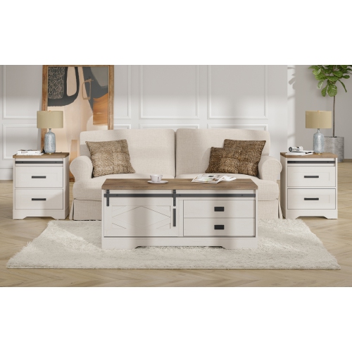 WAMPAT 2 Pack End Table with Charging Station Side Sofa Table with Drawers, Modern Nightstand with Power Outlets & USB Ports for Living Room, Bedroom