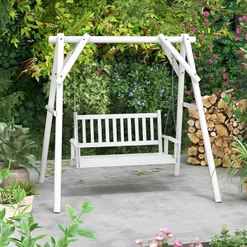 Costway 3-Person Wooden Outdoor Porch Swing Heavy Duty Patio Hanging Bench Chair