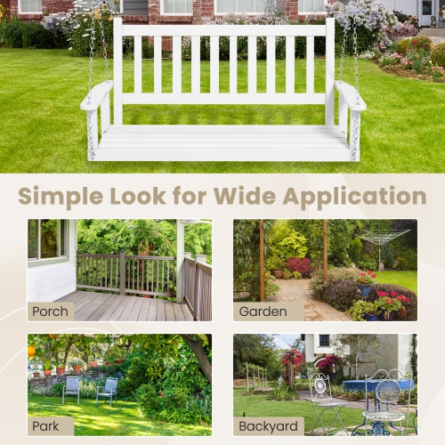 Costway 2-Person Wooden Outdoor Porch Swing Heavy Duty Patio Hanging Bench Chair