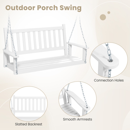 Costway 2-Person Wooden Outdoor Porch Swing Heavy Duty Patio Hanging Bench Chair