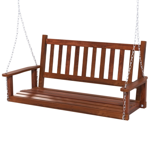 Costway 2-Person Wooden Outdoor Porch Swing Heavy Duty Patio Hanging Bench Chair