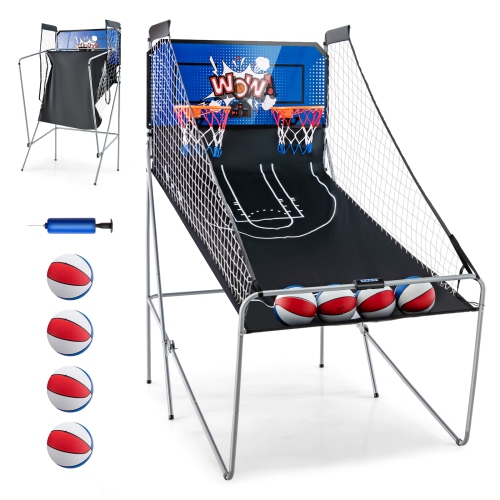 COSTWAY  Dual Shot Basketball Arcade Game With 8 Game Modes Electronic Scoring