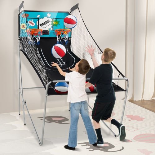 Costway Dual Shot Basketball Arcade Game with 8 Game Modes Electronic Scoring
