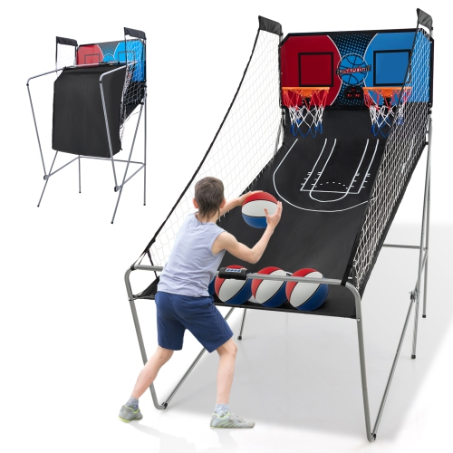 Costway Dual Shot Basketball Arcade Game with 8 Game Modes Arcade Sound Electronic Scoring