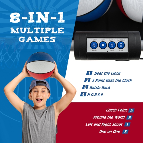 Costway Dual Shot Basketball Arcade Game with 8 Game Modes Arcade Sound Electronic Scoring