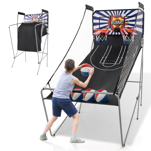 Costway Dual Shot Basketball Arcade Game with 8 Game Modes Arcade Sound Electronic Scoring