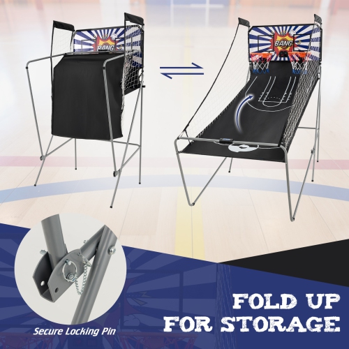 Costway Dual Shot Basketball Arcade Game with 8 Game Modes Arcade Sound Electronic Scoring