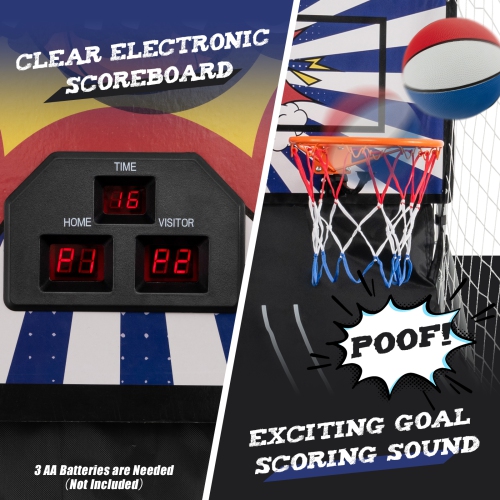 Costway Dual Shot Basketball Arcade Game with 8 Game Modes Arcade Sound Electronic Scoring