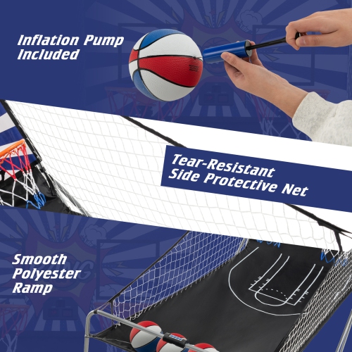 Costway Dual Shot Basketball Arcade Game with 8 Game Modes Arcade Sound Electronic Scoring