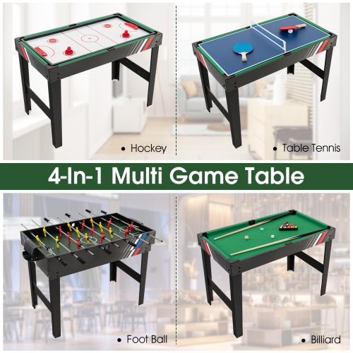 Costway 4-in-1 Combo Game Table 49" Foosball with Pool Billiards Air Hockey Table Tennis