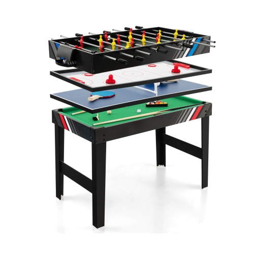 Costway 4-in-1 Combo Game Table 49" Foosball with Pool Billiards Air Hockey Table Tennis